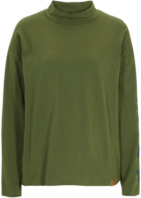 Langarmshirt aus Bio-Baumwolle in grün von vorne - John Baner JEANSWEAR