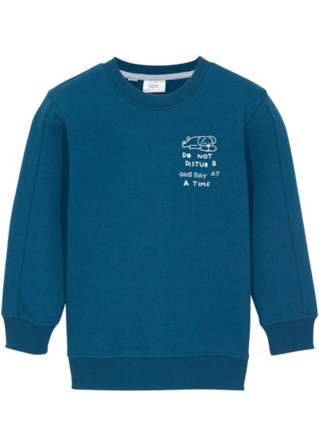 Jungen Sweatshirt mit Colourblock in petrol von vorne - bpc bonprix collection