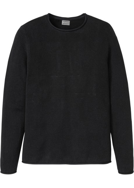 Pullover mit recycelter Baumwolle in schwarz von vorne - RAINBOW
