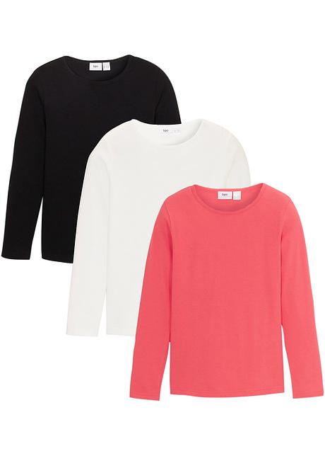 Mädchen T-Shirt (3er Pack) in schwarz von vorne - bpc bonprix collection