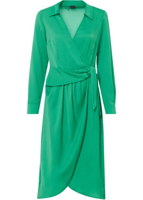 Kleid aus recyceltem Polyester in grün von vorne - BODYFLIRT