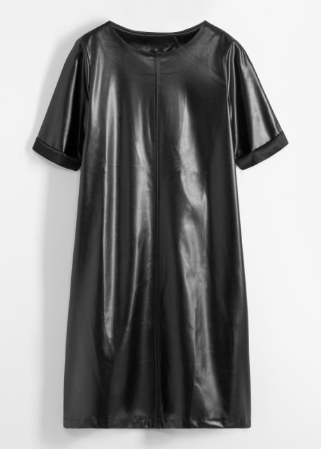 Kleid aus Lederimitat in schwarz von vorne - RAINBOW