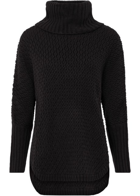 Oversize-Pullover in schwarz von vorne - BODYFLIRT