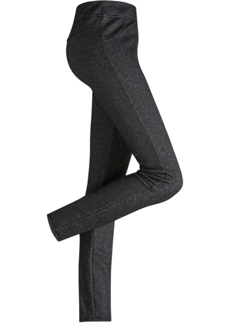 Thermo Leggings in Jeansoptik in schwarz von vorne - bpc bonprix collection