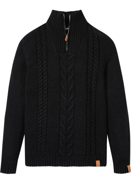 Troyer Pullover in schwarz von vorne - bpc bonprix collection