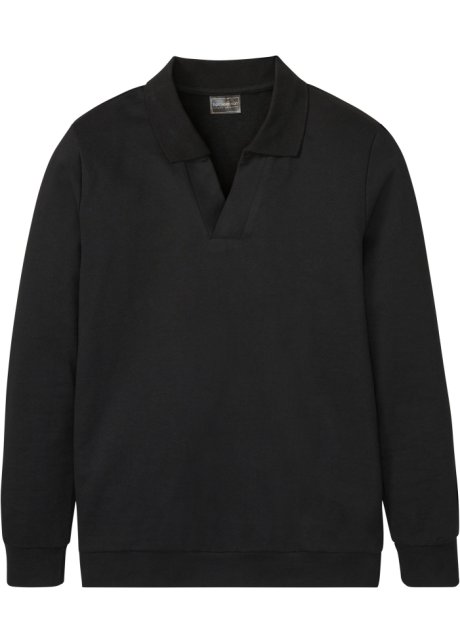 Sweatshirt mit Polokragen in schwarz von vorne - bpc selection