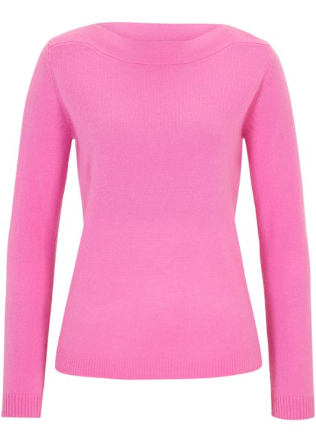 Wollpullover mit Good Cashmere Standard®-Anteil in pink von vorne - bonprix PREMIUM