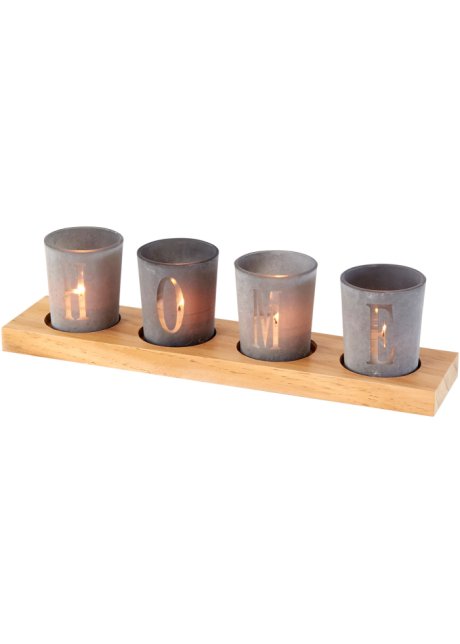 Teelichthalter mit Buchstaben HOME in grau - bpc living bonprix collection
