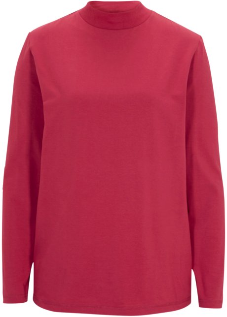 Essential Langarmshirt mit Stehkragen, seamless in pink von vorne - bpc bonprix collection