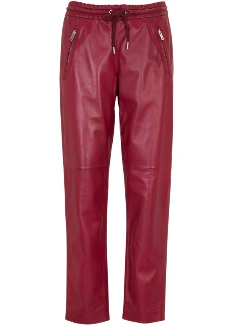 Leder-Joggpants aus Lammnappa in rot von vorne - bpc selection premium