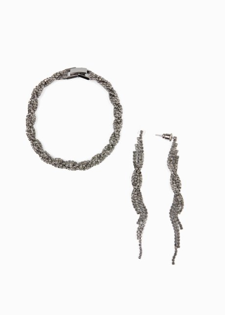 Armband, Ohrring (3-tlg.Schmuckset) in grau - bpc bonprix collection