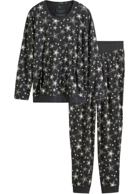 Pyjama mit Eingriffstaschen in grau von vorne - bpc bonprix collection
