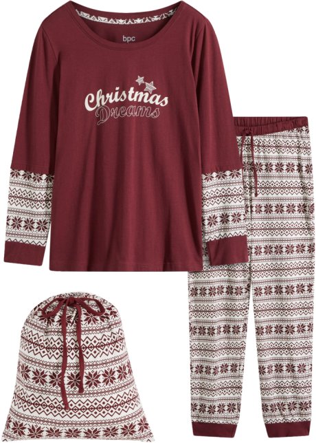 Pyjama mit Geschenktasche in rot von vorne - bpc bonprix collection