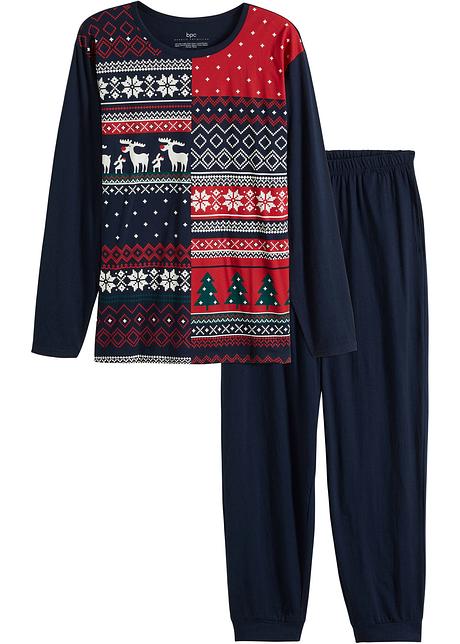 Pyjama in blau von vorne - bpc bonprix collection