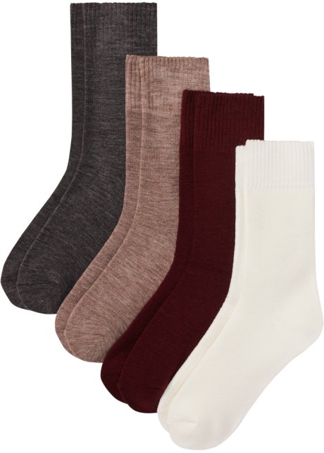 Thermo Socken (4er Pack) mit Innenfrottee in grau von vorne - bpc bonprix collection