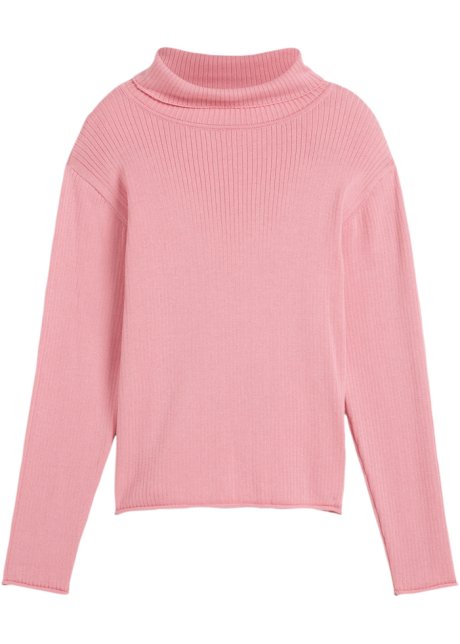 Mädchen Rollkragen-Pullover in rosa von vorne - bpc bonprix collection