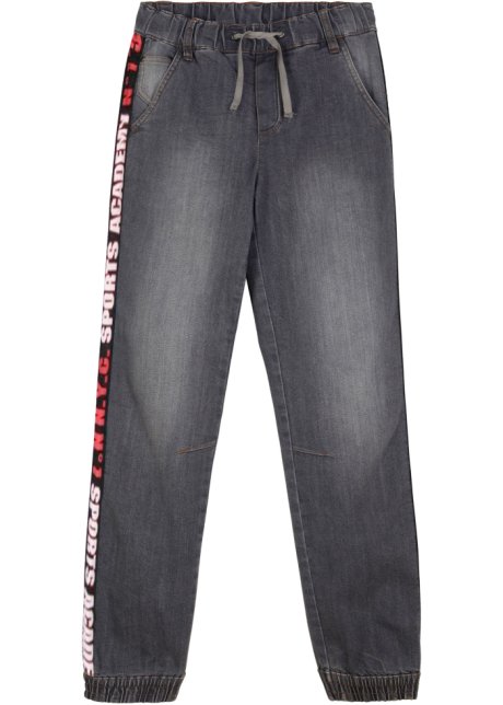 Jungen Sweat-Jeans mit Tape, Slim Fit in grau von vorne - John Baner JEANSWEAR