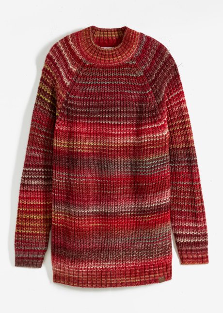 Pullover in Melange-Optik in rot von vorne - John Baner JEANSWEAR
