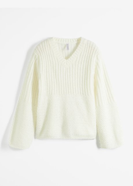 Pullover mit Muster in weiß von vorne - RAINBOW