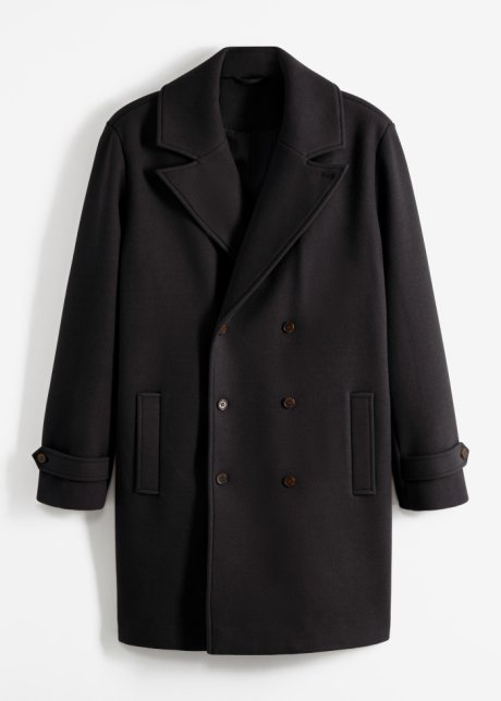 Premium Blazer-Mantel mit Woll-Anteil in schwarz von vorne - bpc selection
