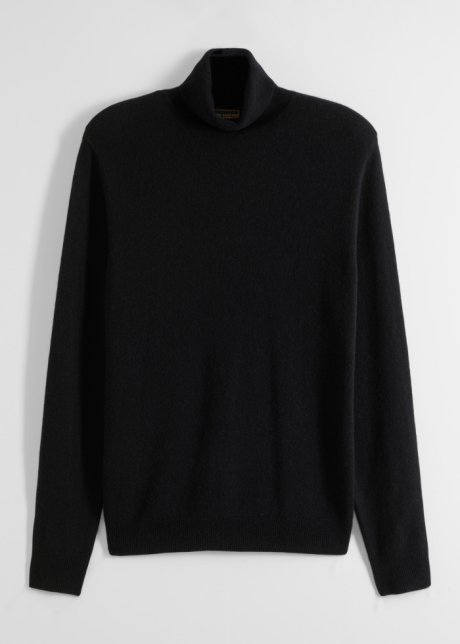 Premium Wollpullover mit Good Cashmere Standard®-Anteil, Rollkragen  in schwarz von vorne - bpc selection premium