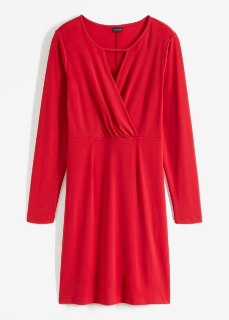 Jersey-Kleid in rot von vorne - BODYFLIRT