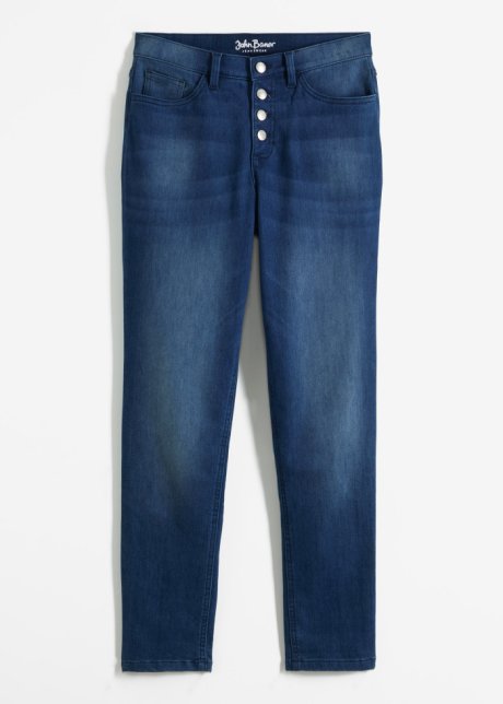 Thermo-Jeans mit kuscheliger Innenseite, Boyfriend in blau von vorne - John Baner JEANSWEAR