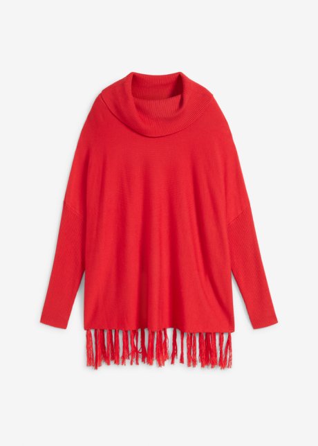 Pullover mit Fransenkante in rot von vorne - bpc selection