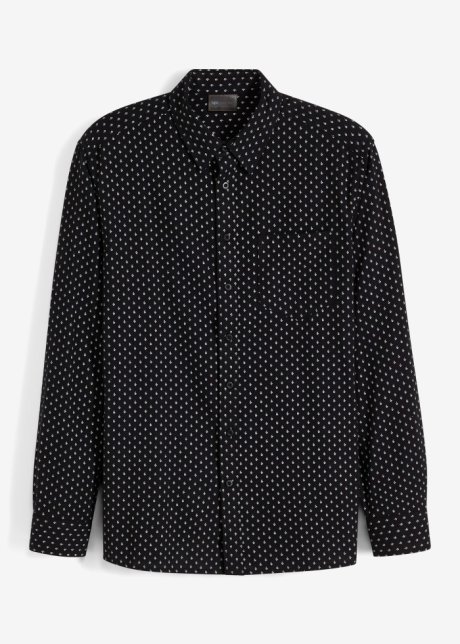 Flanell - Langarmhemd in schwarz von vorne - bpc selection