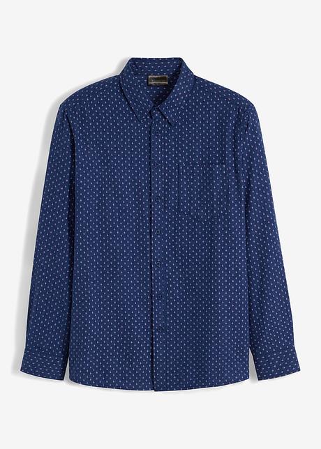 Flanell - Langarmhemd in blau von vorne - bpc selection