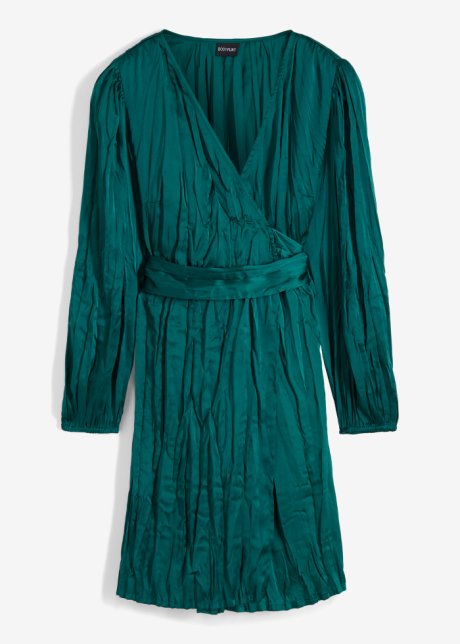 Kleid mit Wickeloptik  in grün von vorne - BODYFLIRT