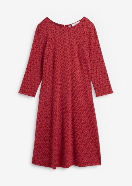 Punto di Roma Wirk-Kleid mit Jaquardmuster, knieumspielend in rot von vorne - bpc bonprix collection