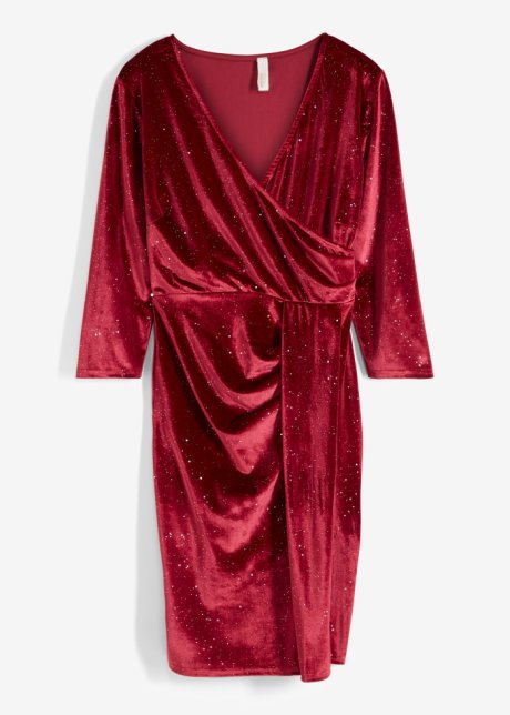 Samt-Kleid in rot von vorne - BODYFLIRT boutique