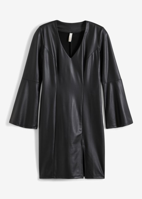 Kleid mit Volantärmeln in schwarz von vorne - BODYFLIRT boutique