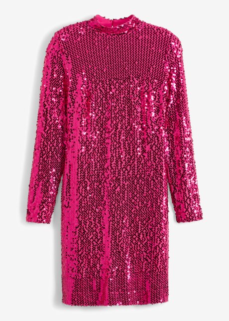 Kleid mit Pailletten in pink von vorne - BODYFLIRT boutique