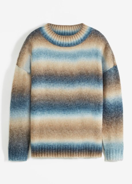 Pullover mit Farbverlauf und Wollanteil  in blau von vorne - bpc bonprix collection
