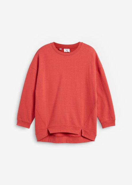 Oversize Sweatshirt mit kleinen Schlitzen am Saum in rot von vorne - bpc bonprix collection