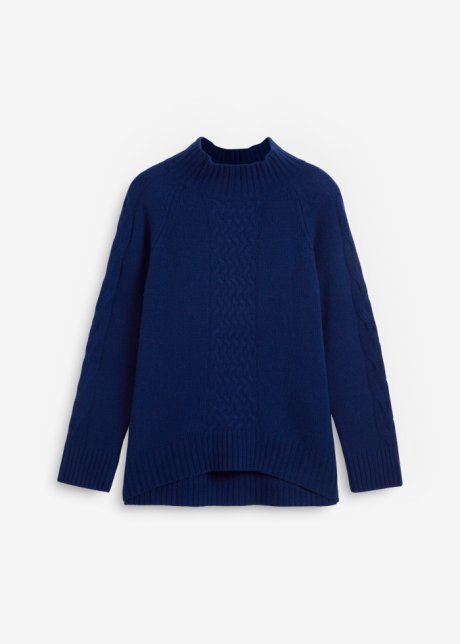 Oversized Woll-Pullover mit Good Cashmere Standard®-Anteil in blau von vorne - bpc selection premium