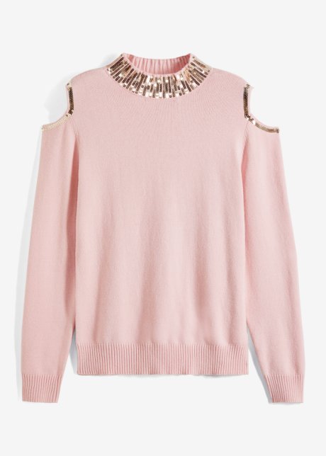 Pullover, Cold-Shoulder  in rosa von vorne - BODYFLIRT boutique