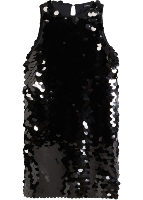 Pailletten-Kleid in schwarz von vorne - BODYFLIRT