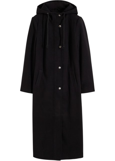 Mantel aus Wollimitat, Maxi-Länge in schwarz von vorne - bpc bonprix collection