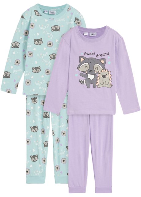Mädchen Pyjama  (4-tlg. Set) in lila von vorne - bpc bonprix collection