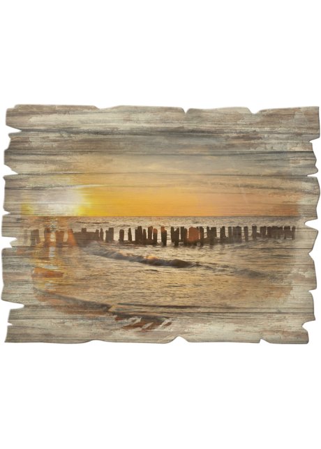 Holzbild mit Sonnenuntergang in orange - bpc living bonprix collection