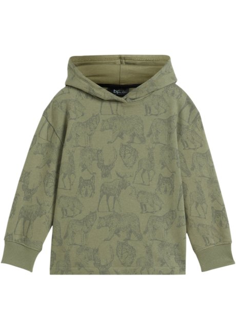 Jungen Kapuzensweatshirt mit Druck in grün von vorne - bpc bonprix collection