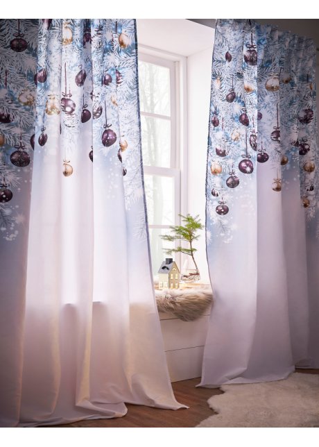 Vorhang mit weihnachtlichem Druck (1er Pack) in weiß - bpc living bonprix collection