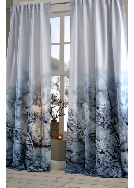 Vorhang mit recyceltem Polyester mit winterlichem Druck (1er Pack) in grau - bpc living bonprix collection