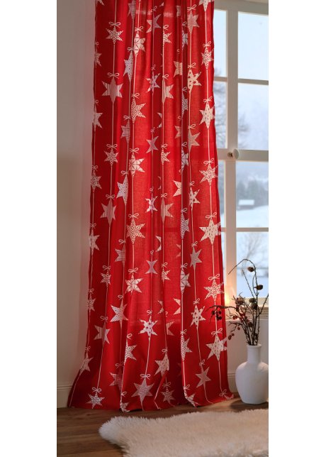 Vorhang mit Sternedruck inkl.Raffhalter (1er Pack) in rot - bpc living bonprix collection