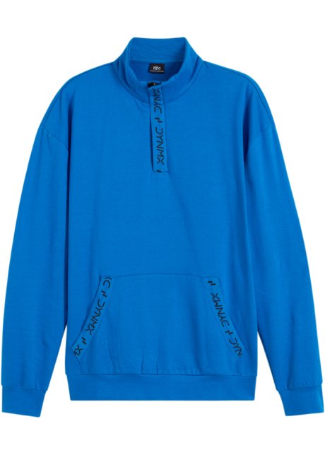 Sweatshirt mit Troyerkragen aus nachhaltiger Baumwolle in blau von vorne - bpc bonprix collection