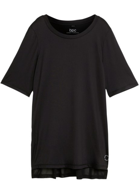 Sport-Longshirt mit Mesh, schnelltrocknend in schwarz von vorne - bpc bonprix collection