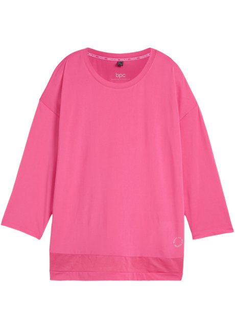 Sport-Shirt mit Mesh, ¾-Arm, schnelltrocknend in pink von vorne - bpc bonprix collection